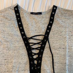 Lace Up Gray T-shirt